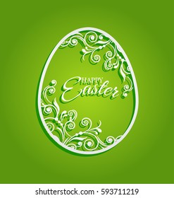 Easter egg with beautiful flowers for greeting card 