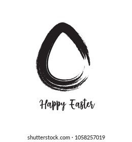 Easter egg, black brush on white background, vector