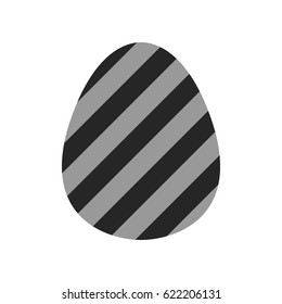 Easter egg, black and white flat icon for holiday isolated on white background. Vector illustration for design
