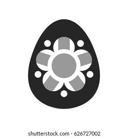 Easter egg, black and white flat icon for holiday isolated on white background. Vector illustration for design