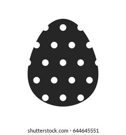 Easter egg, black and white flat icon for holiday isolated on white background. Vector illustration for design