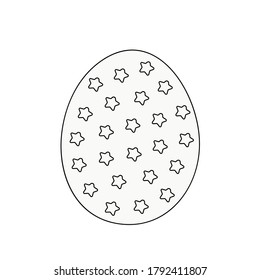 Easter egg black white style isolated on white background with different pattern for greeting card
