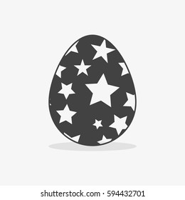 Easter egg In black white style on an isolated