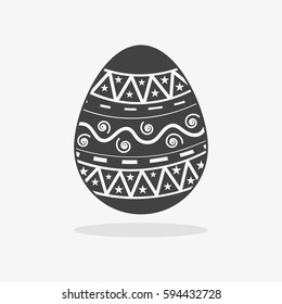 Easter egg In black white style on an isolated background. Stars and Swirls.