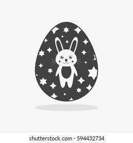 Easter egg In black white style on an isolated