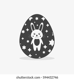 Easter egg In black white style on an isolated