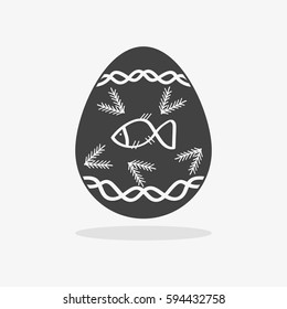 Easter egg In black white style on an isolated