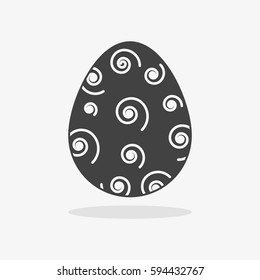 Easter egg In black white style on an isolated background. Swirls.
