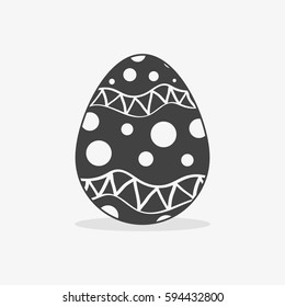 Easter egg In black white style on an isolated