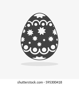 Easter egg In black white style on an isolated background. Stars and Dots floating.
