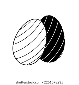 easter egg in black and white. vector egg with a pattern of oblique lines