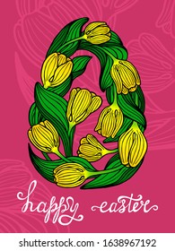 EASTER EGG FROM BLOOMING TULIPS IN VECTOR