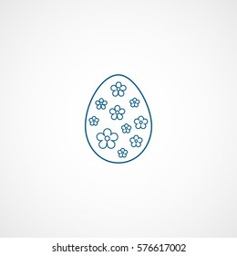 Easter Egg Blue Line Icon On White Background