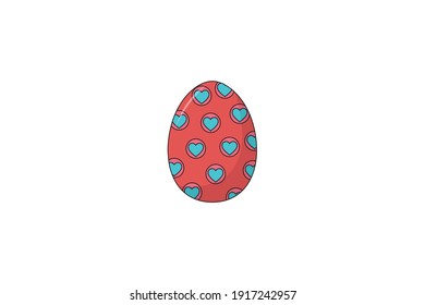 Easter Egg Blue Love Fill Line