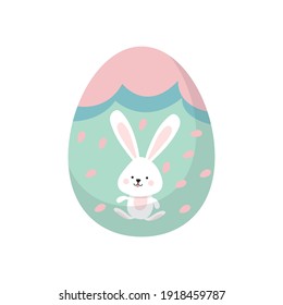Easter Egg Blue Rabbit Flat Icon