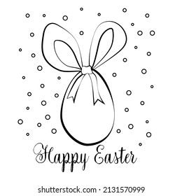 easter egg with bow happy easter black lettering	