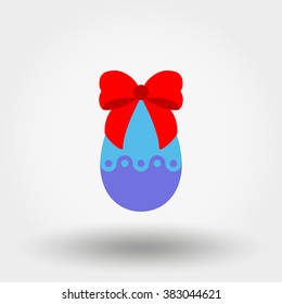 Easter egg with bow. Icon for web and mobile application. Vector illustration on a white background. Flat design style.