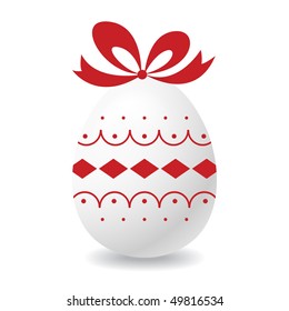 Easter Egg with Bow on white background.