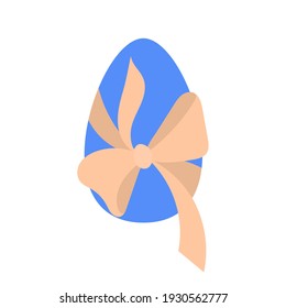 Easter Egg with Bow in simple flat style