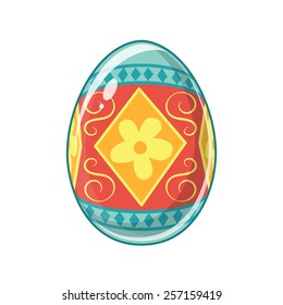 Easter egg. Bright colored holiday symbol. Design element isolated on white. Eps 10 vector illustration.