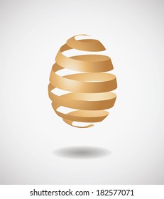 Easter egg from brown ribbon. Eps10