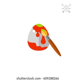 Easter egg with brush flat icon