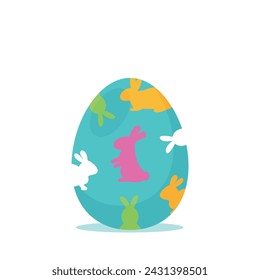Easter egg with bunnies. Vector graphics