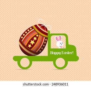 Easter Egg Bunny Carrying A Egg On The Car