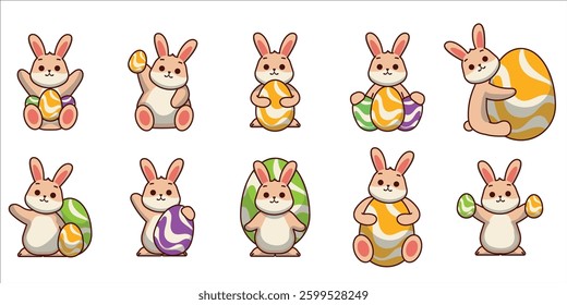 Easter Egg Bunny Cute Cartoon Illustration