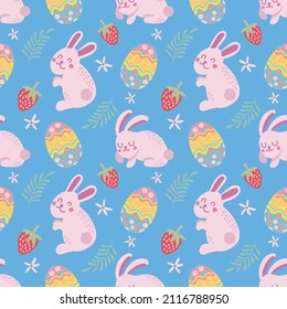 easter egg and bunny cute elements seamless design