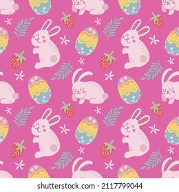 easter egg and bunny cute elements seamless design