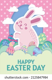 easter egg and bunny cute elements seamless design