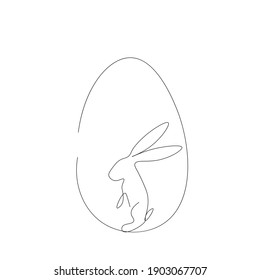 Easter egg and bunny drawing, vector illustration