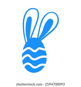 Easter egg with bunny ears. Hand drawn vector illustration on white background.