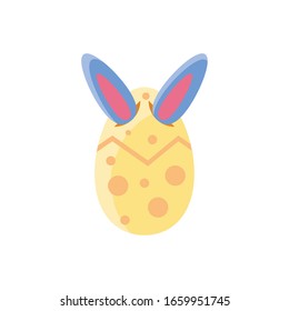 easter egg with bunny ears icon over white background, colorful and flat style design, vector illustration