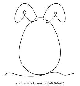 Easter egg with bunny ears in one continuous line