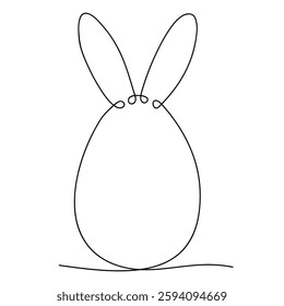 Easter egg with bunny ears in one continuous line