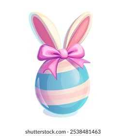 Easter Egg with Bunny Ears and Pink Bow. Cute Bunny Eared Egg for Easter
Decorative Easter Egg with Bow and Ears