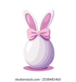 Easter Egg with Bunny Ears and Pink Bow. Cute Bunny Eared Egg for Easter
Decorative Easter Egg with Bow and Ears