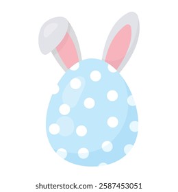 Easter egg with bunny ears. Vector illustration in flat style.