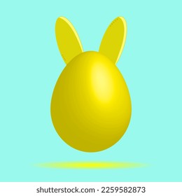 Easter egg with bunny ears. Yellow egg. Vector egg. Bunny ears.