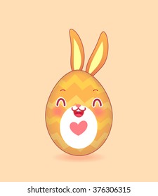 Easter egg with bunny face and ears