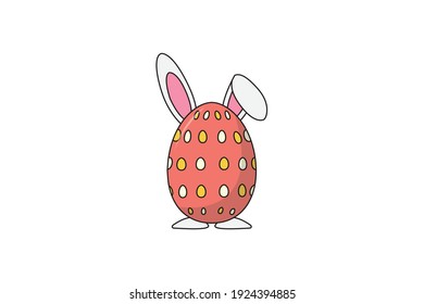 Icono de la línea de relleno de conejo de huevo de Pascua