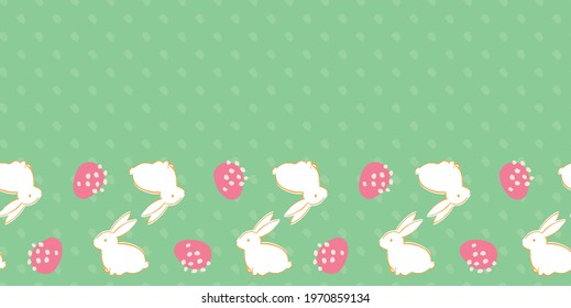 Easter Egg Bunny Frame Border Seamless Patten. Vector illustration. Great for Easter, birthday, party, gift wrapping, wallpaper, textile and scrapbook 