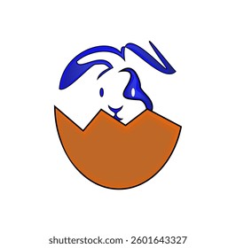 easter egg and bunny half logo isolated on white background