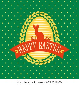 Easter egg and the bunny / Happy Easter card / label Easter