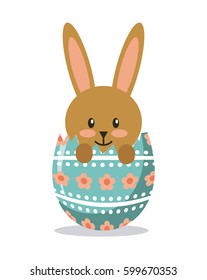easter egg with bunny icon over white background. colorful design. vector illustration