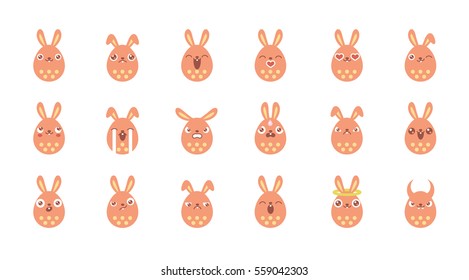 Easter Egg Bunny Icon Set Red