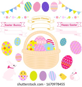 Easter egg and easter bunny illustration material set 2