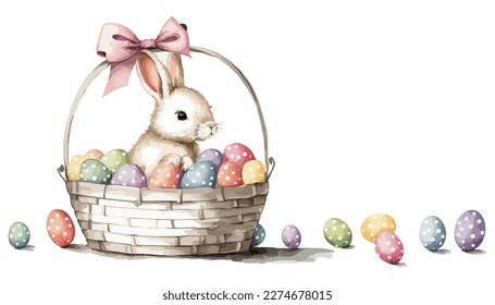 Easter egg and bunny isolated on white